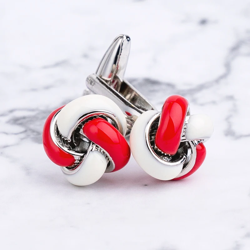 The Most Popular Metal Knots Enamel Cufflink Red Purple Black White Cuff Buttons For Mens Suit French Shirt Business Party Gift | Украшения