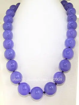 

Long 18" 20"24" Huge 14mm Natural Lavender Jade Round Beads Gemstone Necklace