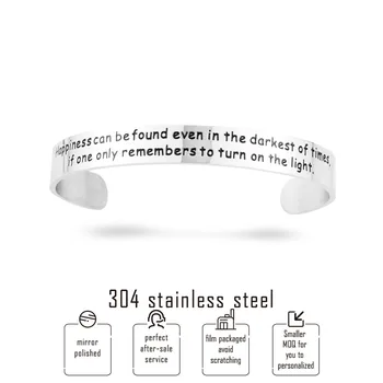 

Stainless Steel Personalized 10mm Width Cuff Bracelet Custom Engrave Letter Jewelry Inspirational Bangle for Women Men Gifts