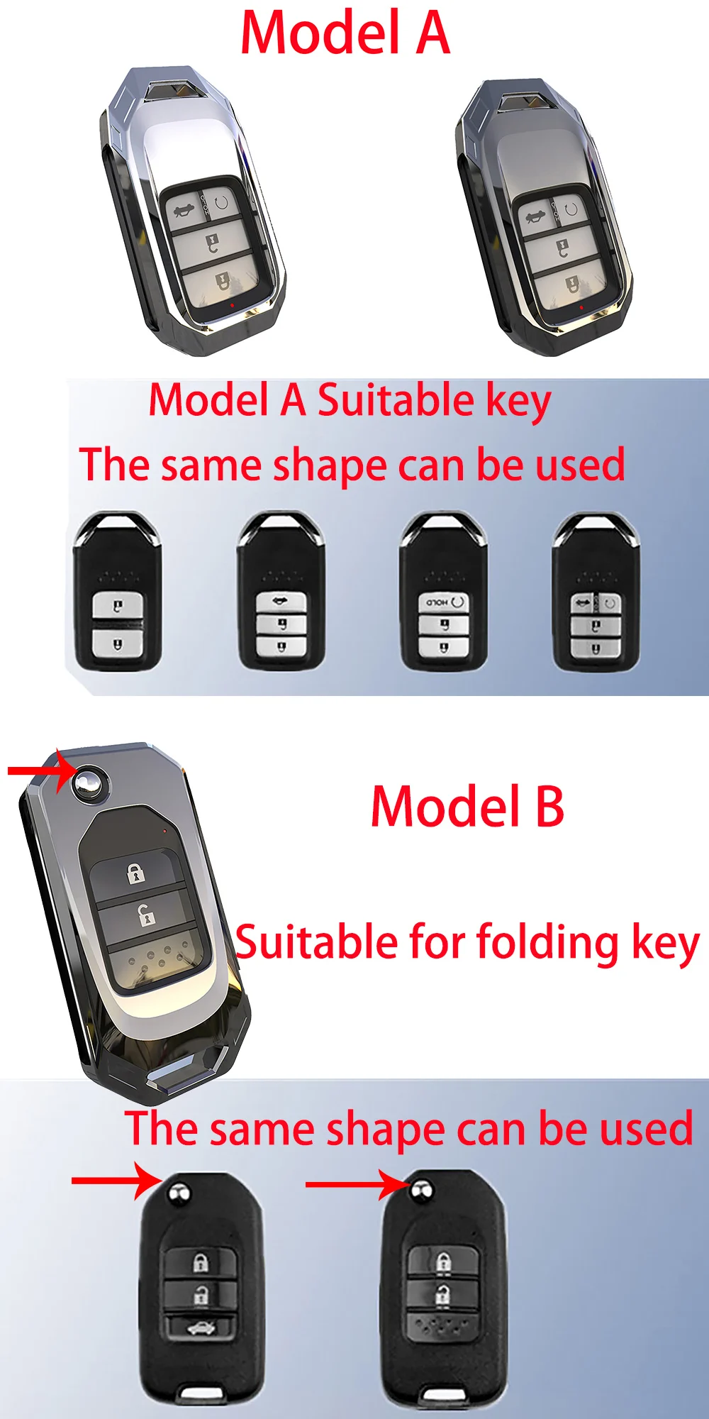 Cover chiate/telecomando perHonda Civic Accord Pilot CRV HR-V Città Odyssey Fit Freed 2016 2017 2018 2019 - H49bcf905cd844bc980a7cef34147dc5d2