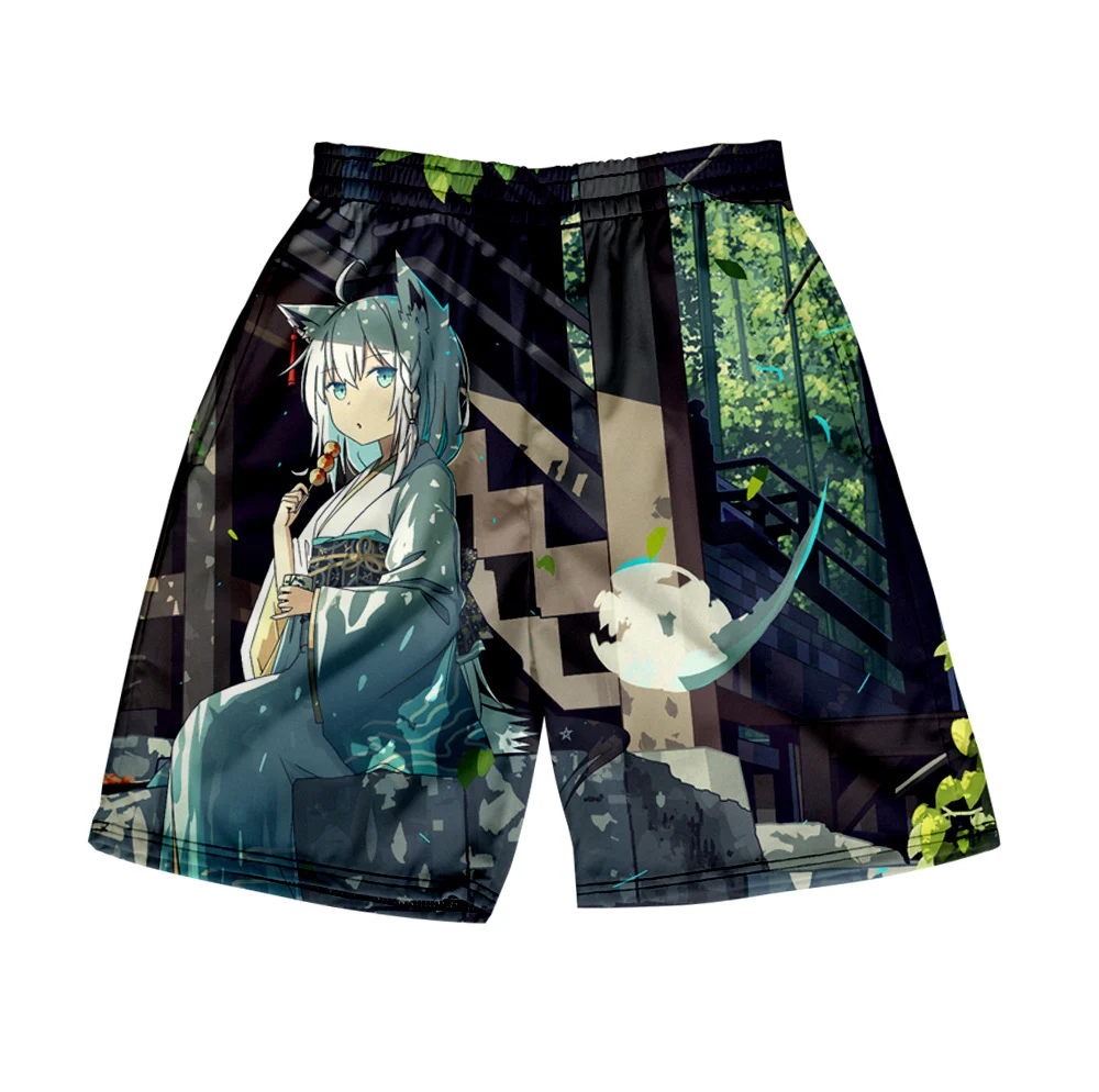 HOLOLIVE VTuber Kawaii Shirakami Fubuki 3D print Summer Men's Recreational style shorts Harajuku Leisure style Beach Shorts 5