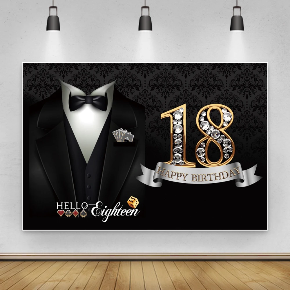 Laeacco Mr. Bar Mitzvah Men Birthday Party Decor Poster Tuxedo Glitter Diamond Photo Backdrop Photography Background,photo backdrop