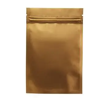 

3000pcs/lot Aluminium foil Gold Zip lock Bags Pouches with sticker