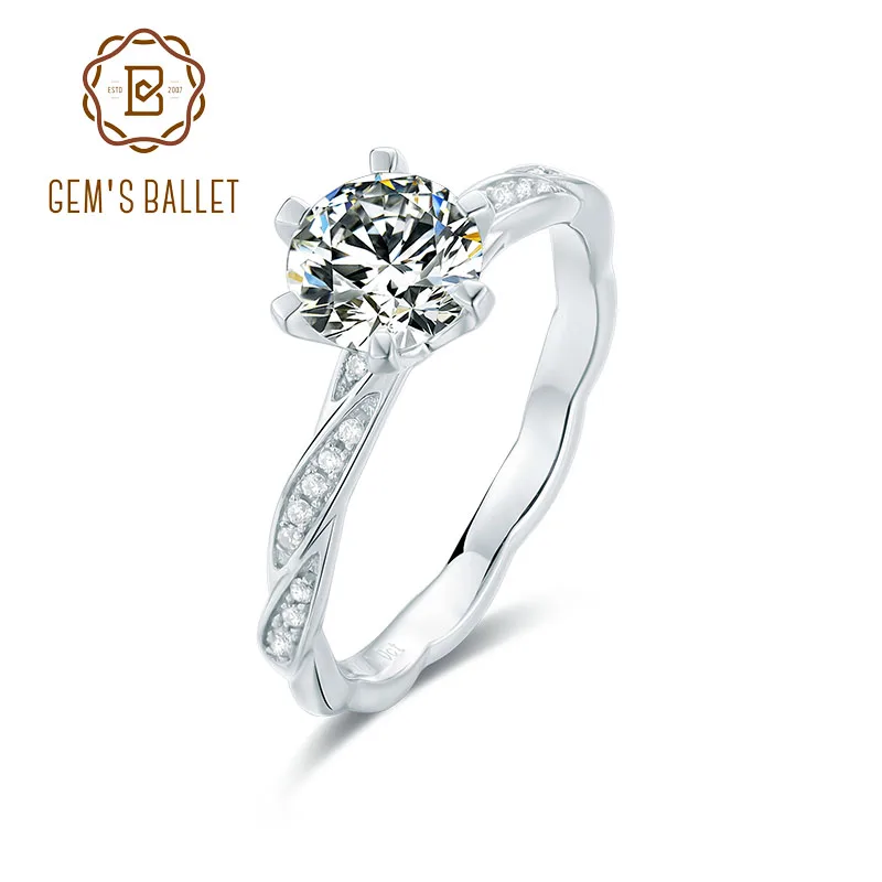 Обручальные кольца GEM'S BALLET Promise 6 5 мм 1.0Ct ювелирные изделия из моиссанита 925 пробы