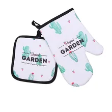 Для Выпечки, барбекю, кухонные защитные Прихватки для духовки, термостойкие нескользящие перчатки для приготовления пищи, прихватки для горшков, домашние перьевые кактусы, моющиеся