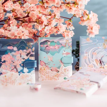 

Mohamm PU Suction Buckle Peach Blossom Diary Notebooks And Journals Office Supplies Planner Accessories Stationery Gifts