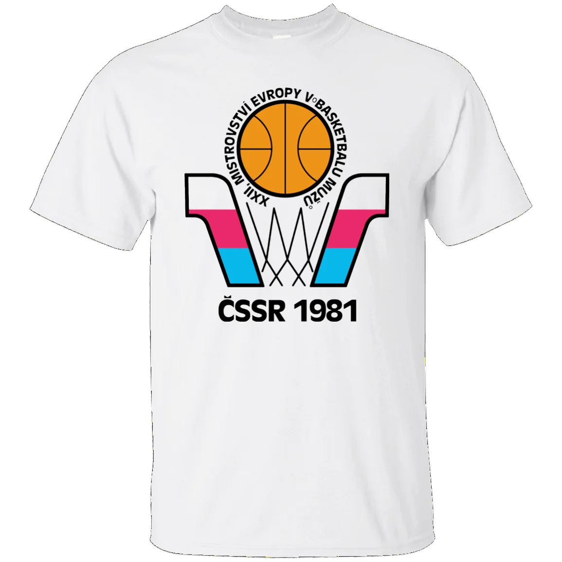 

European, Euro, Basketball, Championship, 1981, Cssr, Czechoslovakia Russia, Sov Cartoon T Shirt Men Unisex New Fashion