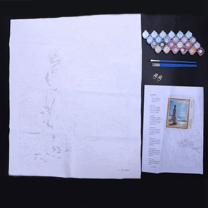 2 комплекта 16X20 дюймовая акриловая краска по номерам набор масляная на ткани