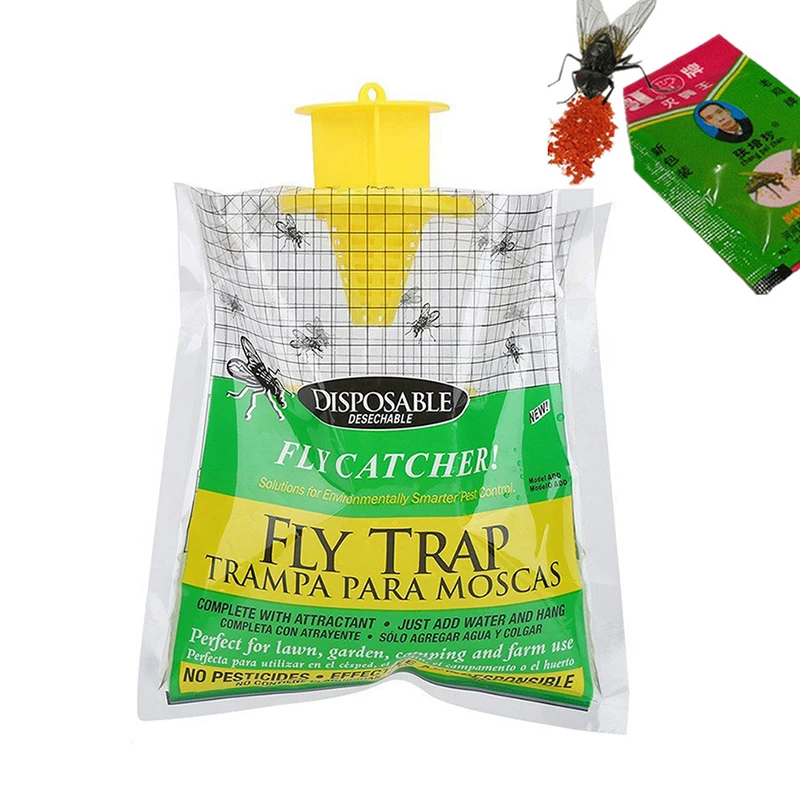 Disposable Fly Trap Non Toxic Bag Outdoor Insect Killer Pest Control Catcher