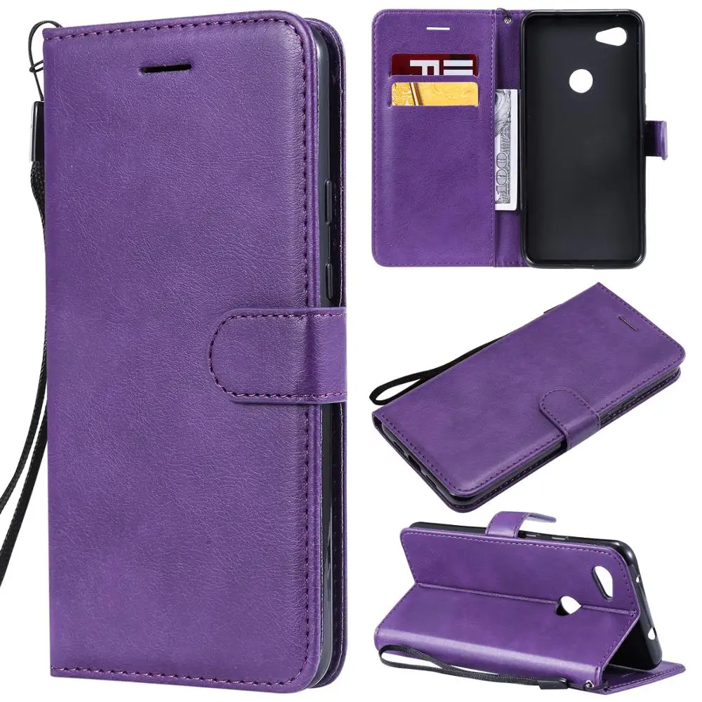 

Wallet Cover For Google Pixel 3a XL Case Solid color Leather Flip Phone Cover Coque For Google Pixel 3a Simple style Cases Funda
