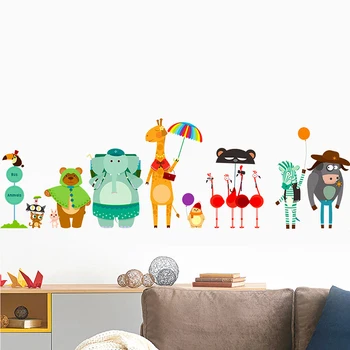

Funny Animals Wall Stickers for Kids Room Cartoon Decorative Art Stickers Wall Decals Anime Zoo For Children Bedroom Home Decor