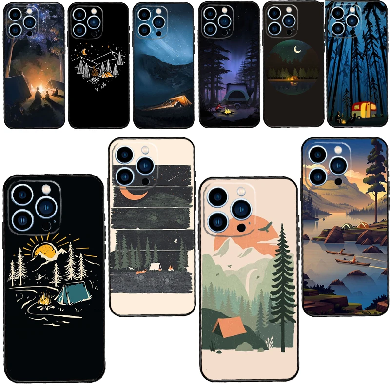 apple iphone 13 case Nature Camping Art Phone Case For iPhone 13 12 11 Pro Max mini SE 2020 X XR XS Max 7 8 Plus Cover Coque iphone 13 phone case