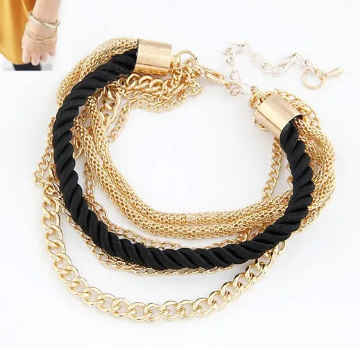 1 шт. модный многослойный браслет с подвеской усиленный золотой цепочка Женский