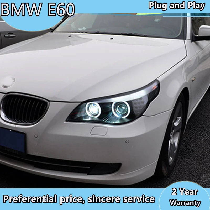 

Car Styling For 5 Series E60 headlights 2003-2010 For E60 LED head lamp Angel eye led DRL front light Bi-Xenon Lens xenon