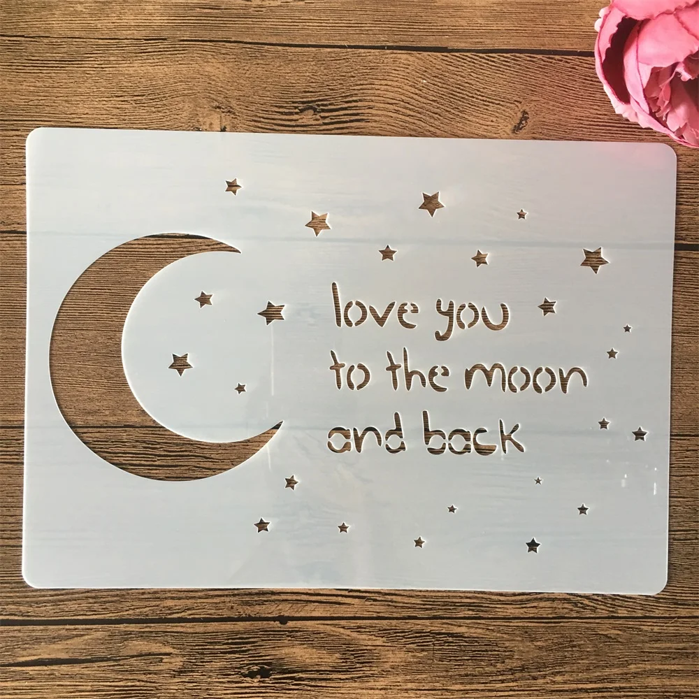 

Трафареты A4 29 см «Love You To The Moon and Back» для самостоятельной сборки слоев, Настенная картина, искусственные декоративные трафареты