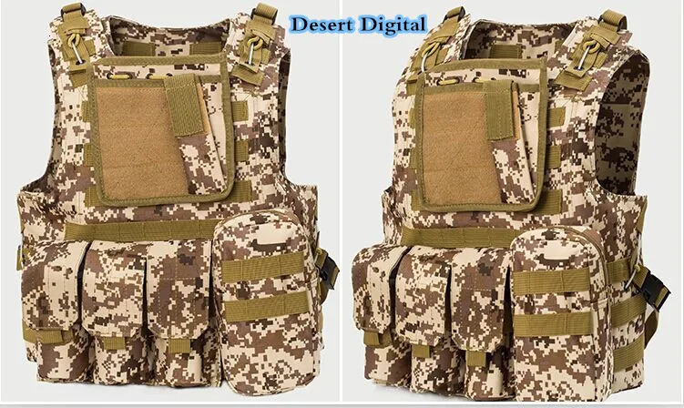 Desert Digital Тактический Жилет-амфибия, военный Молл, жилет, Боевая штурмовая пластина, жилет для переноски, охотничьи защитные жилеты, камуфляж - Цвет: Desert Digital