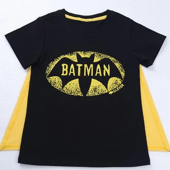 

Summer New Batman Superman Boys T-shirt with Cape Casual Cotton Boys Short Sleeves Top DS50