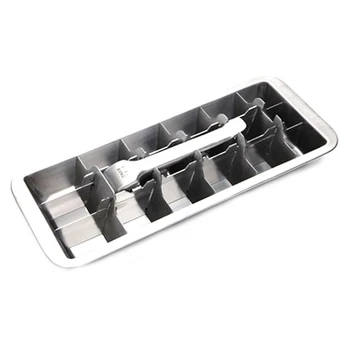 

Lever-Style Ice Tray, 2 in 1 Stainless Steel Ice Making Mold and Ice Cracker
