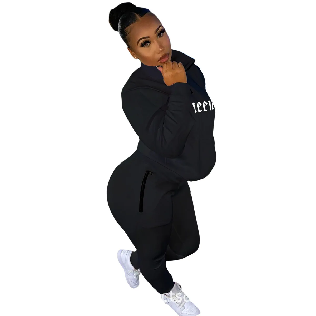 2022 Spring Winter Tracksuits Casual Two Piece Sets PINK Print Sport Wear Jogger Zip Sweatshirt Top+Sweatpants Women Sweat Suit women's shorts and blazer suit set