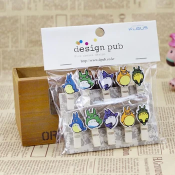 

10 Pcs/pack Cartoon Japanese Anime cat Wooden Clips Photo Paper Memo Craft Clips DIY Clips with Hemp Rope Stationery Gifts