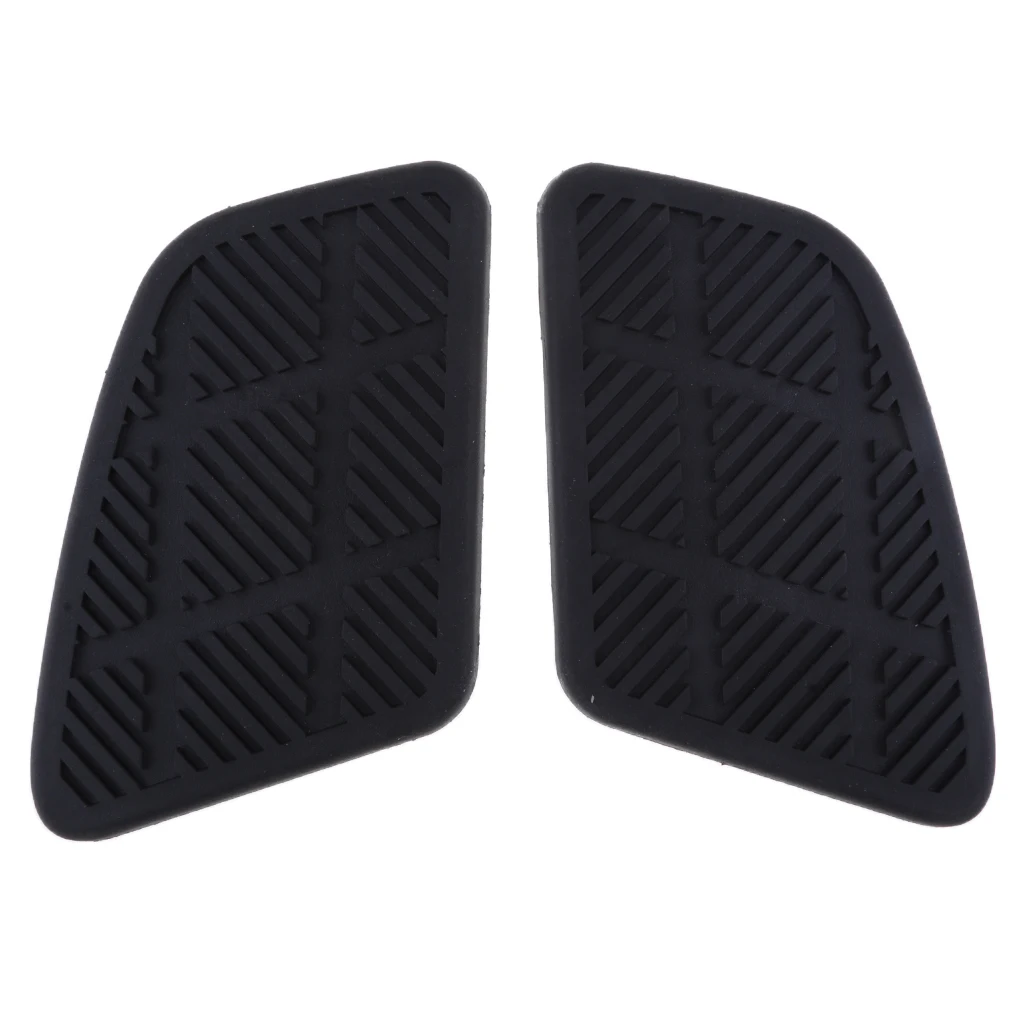 1 Pair Universal Motorcycle Rubber Gas Oil Tank Traction Pads Side Anti-Slip Knee Grips Decals Protector - Black