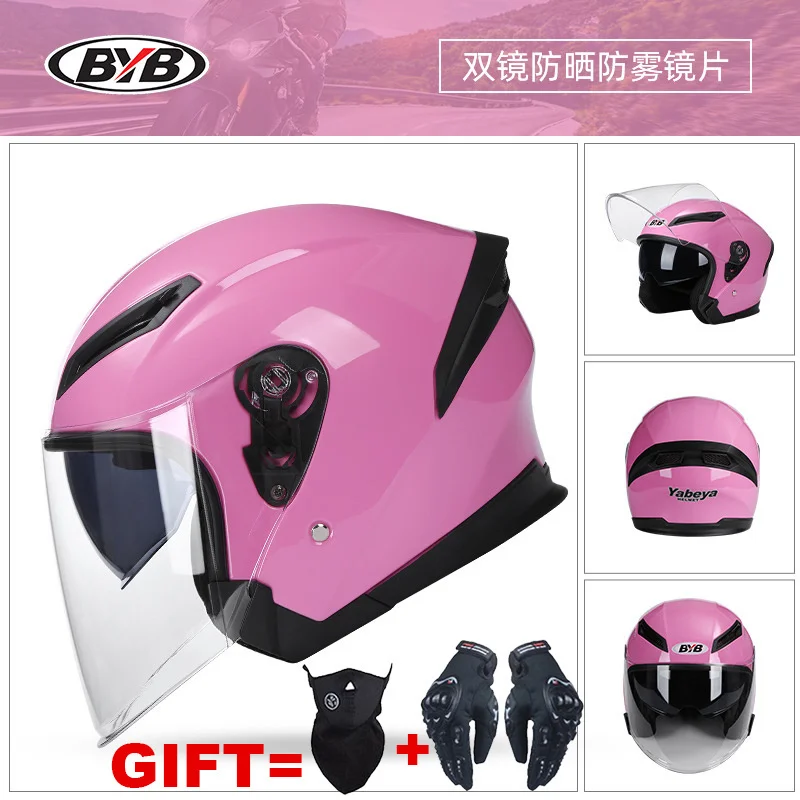 

Send Gloves And Mask 3/4 Open Half Face Motorcycle Helmet Dual Lens Motorbike Helmet Double Visors For Man DOT Approved