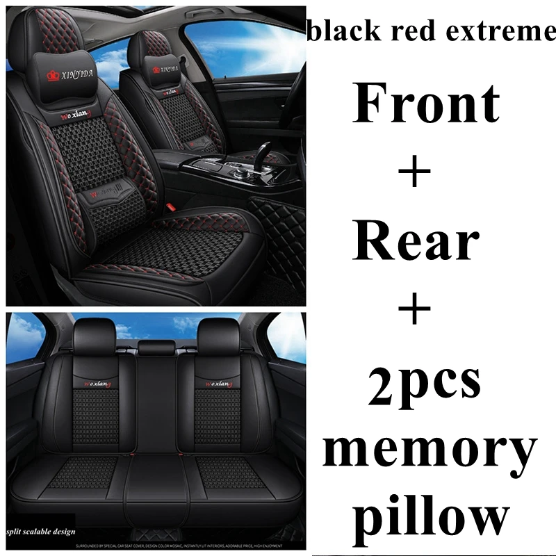 Авто Полный чехол для сиденья автомобиля набор для Renault Duster широта Clio Sandero Koleos Kadjar Logan Talisman Espace Kangoo Лагуна флюенс - Название цвета: black red Extreme