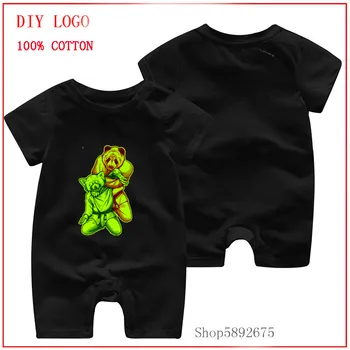 

Panda vs red panda jiu jitsu match bear rear naked choke submission printed romper Newborn Clothes Baby Short Sleeve Jumpsuit