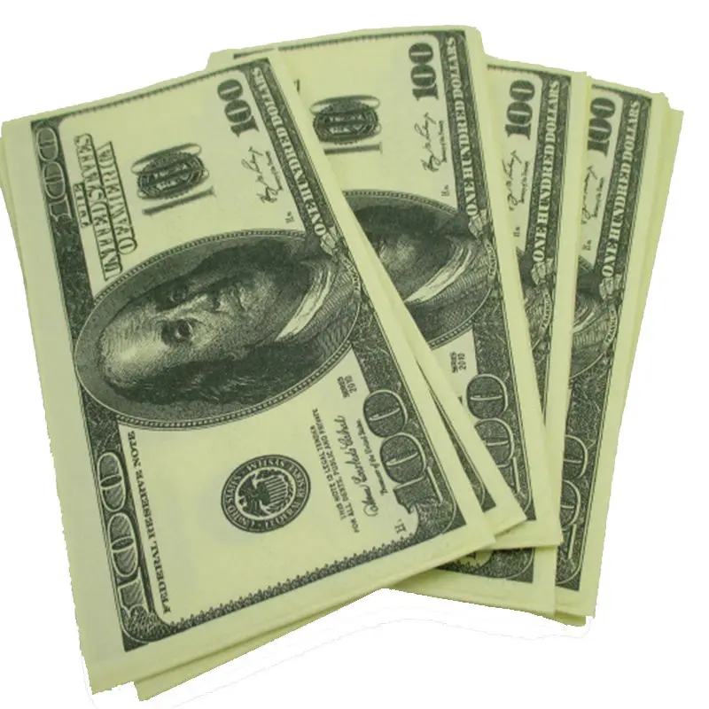Towel Tissue Dollar Bill 100 Dollars Novelty Napkin New Hot Selling Party Popularity