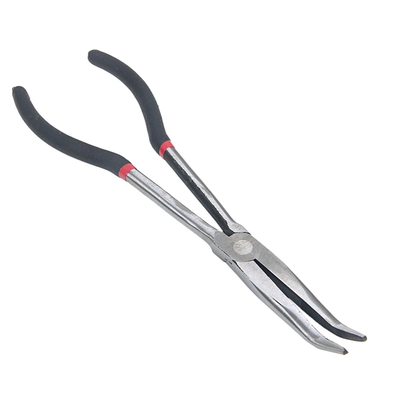 3X 11 inch EXTRA LONG NOSE PLIERS SET STRAIGHT& BENT TIP MECHANIC GRIP HAND TOOL