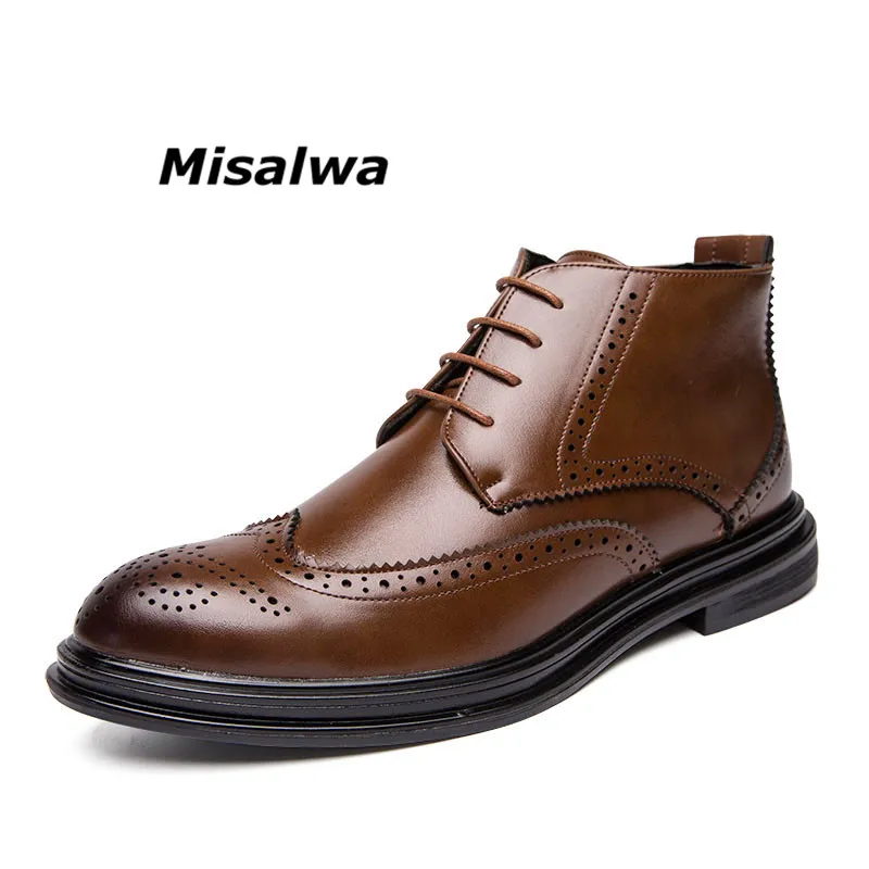Misalwa/мужские кожаные оксфорды в стиле ретро; Модные дышащие Брендовые мужские ботинки с острым носком; кожаные черные мужские ботинки; Sapatas Dos Ho; большие размеры