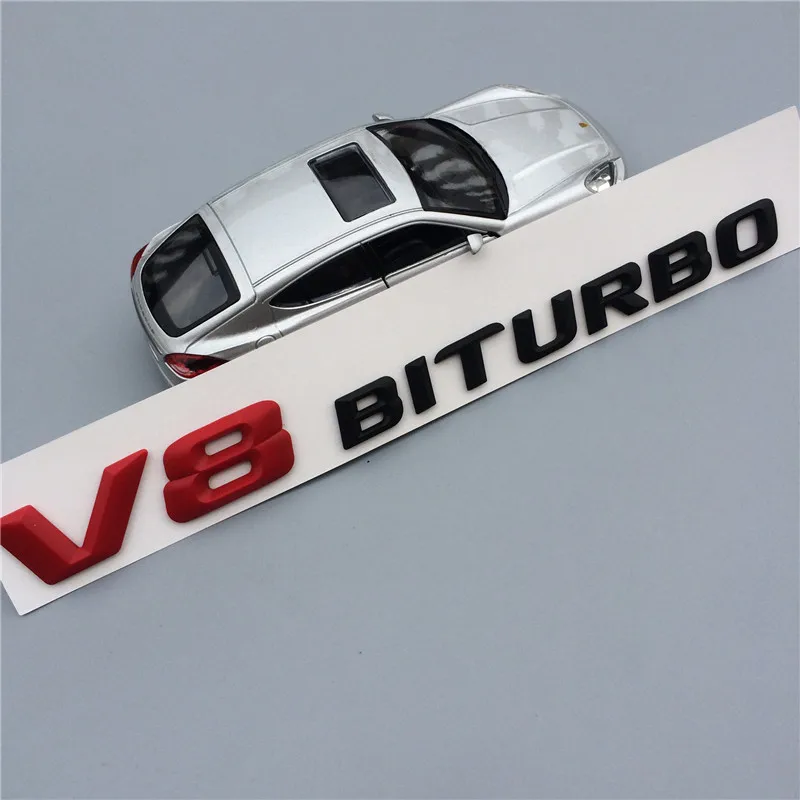 【NEW】20set автомобильный Стайлинг 18*2 см ABS пластик V8BITURBO V12BITURBO Эмблема для багажника значок боковые логотипы автомобили наклейки на тело 5 цветов - Color: Red black V8