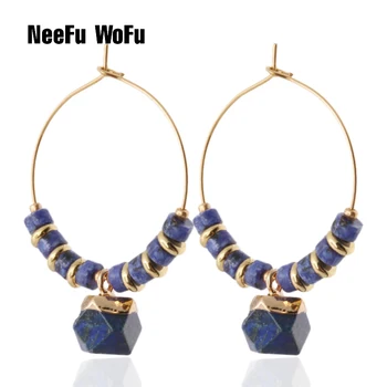 

NeeFu WoFu hoops stainless steel Earring for Woman Natural stone coral Earring starfish Ear Brinco Oorbellen jewelry