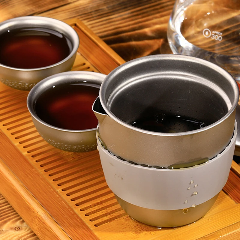 Conjuntos de Chá Viagem em Casa Recipiente com Chá Titânio Pote Portátil Escritório Copos Cerâmica Chá Café Infusor Filtro um 18 café recipiente com chá infusor filtro titânio café