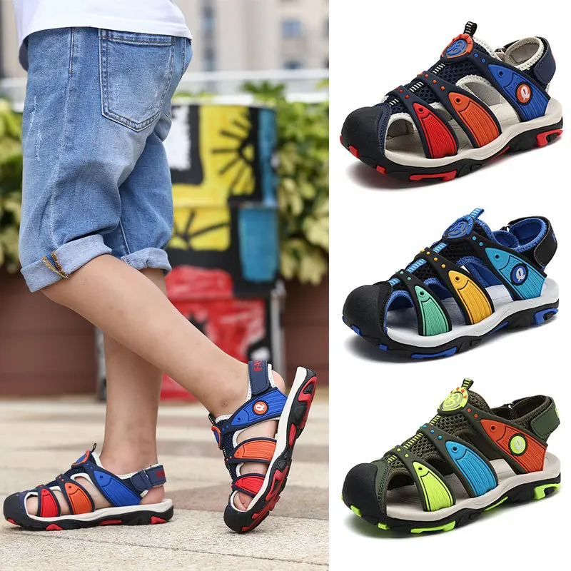 

BOY'S Sandals 2019 Korean-style Summer New Style Closed-toe Sandals Children Big Boy Anti-slip Soft-Soled Shoes