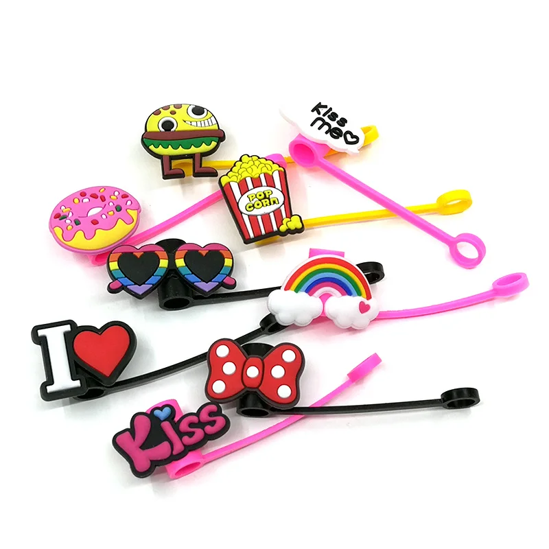 

1PCS PVC Cartoon Silicone Straw Tips anime straw charms Drinking Dust Cap Splash Proof Plugs Cover Suit For 7mm-8mm Straw cap