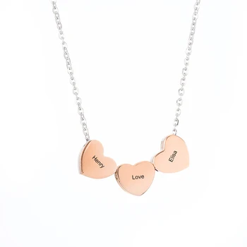 

Personalized Heart Names Pendant Necklace Custom Nameplate Letters Necklace Stainless Steel Engraved Cute BFF Jewelry Gifts