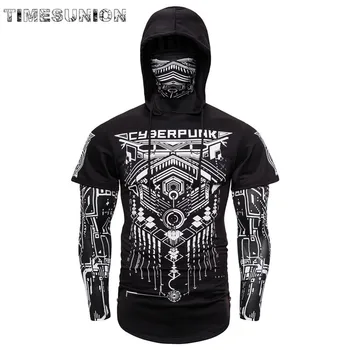 

Long Sleeve Pubg t shirt Men Cotton Mask Two Pieces Men Punk Jogging Homme Pullover Elastic Streetwear kano Hoodies all Summer