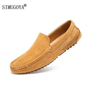 

SIMUGOYA New men's foot peas shoes quality men's shoes flat driving shoes summer fashion lazy shoes Big Size 38-46 blue Khaki