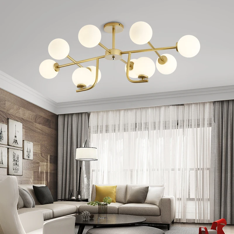 

led ceiling light Nordic living room glass ball lamps home modern minimalist light luxury personality creative restaurant lamps
