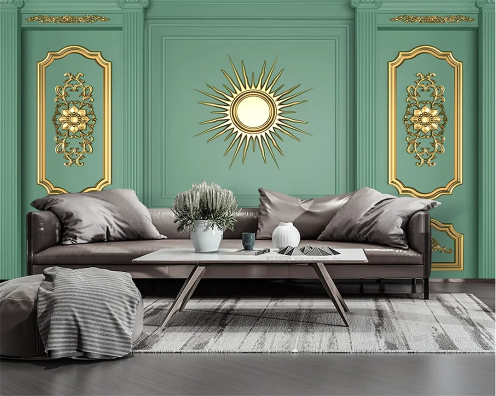 

Фотообои beibehang, 3d, трехмерные, резные, зеленые, для гостиной, спальни