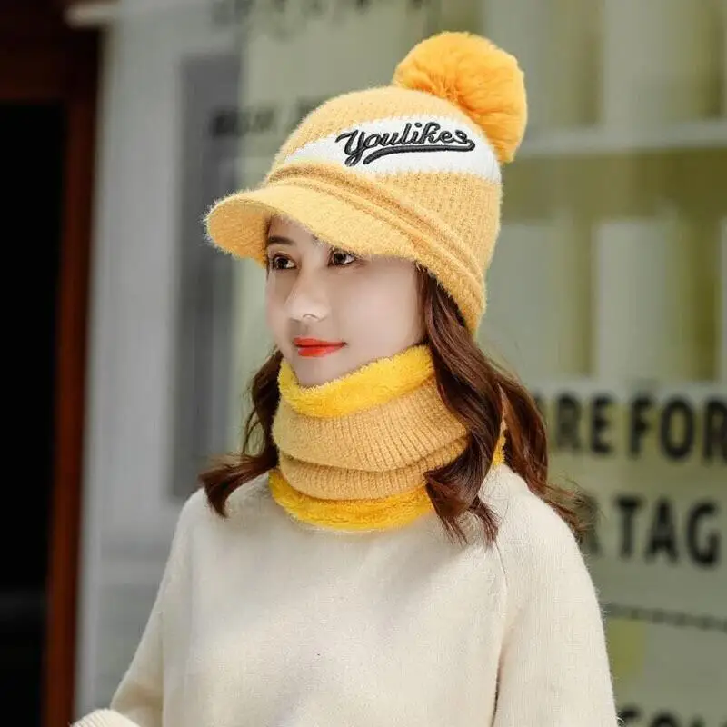 Шапки Skullies, зимняя шапка, комплект, шарф для девочек, шапки Gorras, вязаная шапка, женская теплая шапка, шапки для женщин, шапочки, шапки