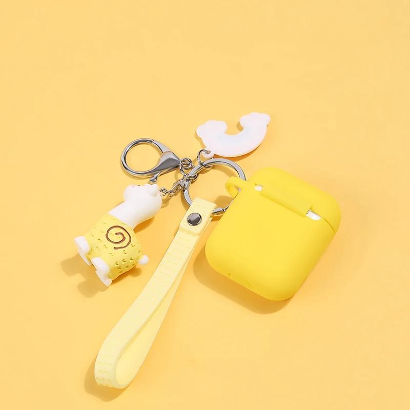 Мультфильм животных кожухи головных телефонов для Airpods 2 Силиконовые беспроводные Bluetooth милые наушники защитный чехол Альпака Радуга брелок