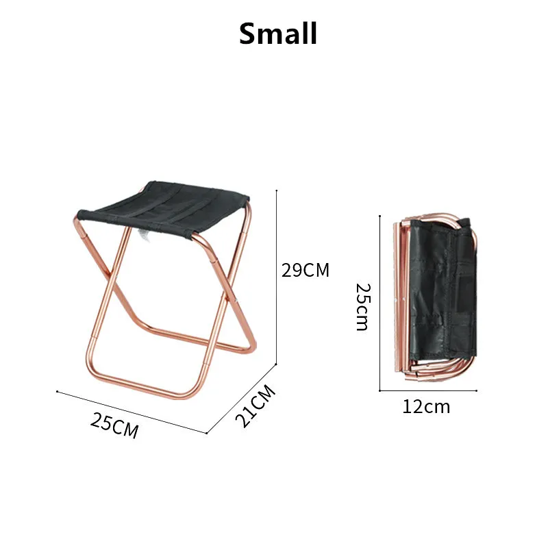 Rose gold S Складное кресло на улицу мини портативный стул для рыбалки для семейного барбекю кемпинга пикника - Цвет: Rose gold S
