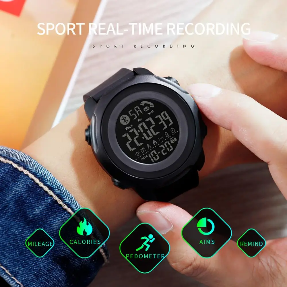 

SKMEI digital Smart Watch men Sport Waterproof pedometers Message Reminder Bluetooth Outdoor running smartwatch for ios Android