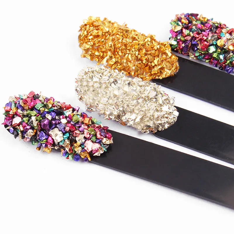 

7Boxes Irregular Glass Shards Nails Flat Bottom Rhinestone Pearlescent Metallic Color DIY Nail Art Decoration Filler Supplies