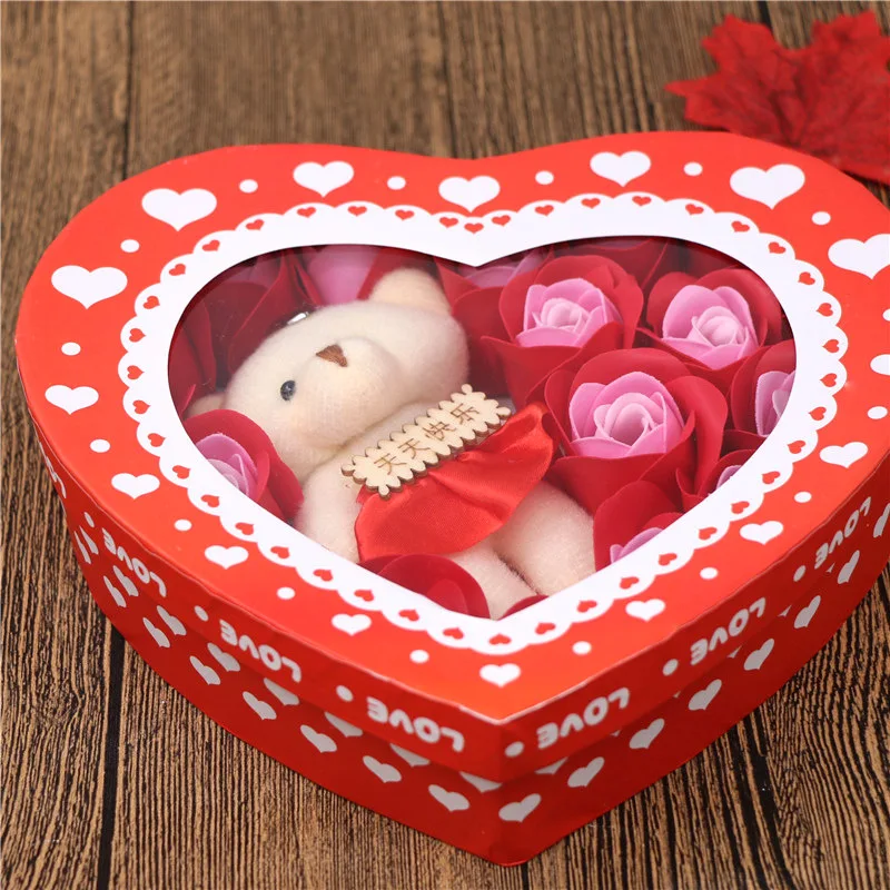 18Pcs Rose Flower Scented Soap Beautiful Heart Petal Perfumed Soap Scented Wedding Valentine Day Gift Roses Flower Bath Body Soa