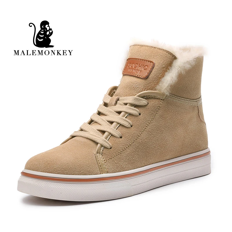 Malemonkey/Size35-40; Сезон Зима; легкая повседневная обувь на толстой подошве; обувь с высоким берцем на шнуровке с круглым носком; модная женская обувь