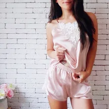JAYCOSIN пижамы женские сексуальные шелковые кружевные с v-образным вырезом пижамы без рукавов Cami топ и шорты Pijama mujer комплект нижнего белья S-XL 19NOV7