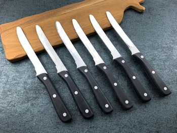 

6 pieces 12 pieces stainless steel steak knife black handle dinner knife set restaurant tableware set steak knives